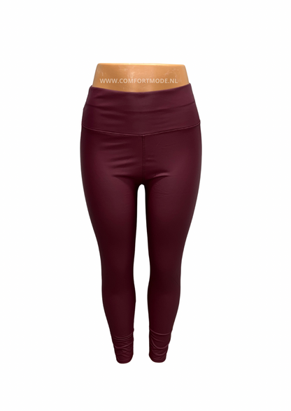-LEREN LEGGING BORDEAUX ROOD DAMES - comfortmode