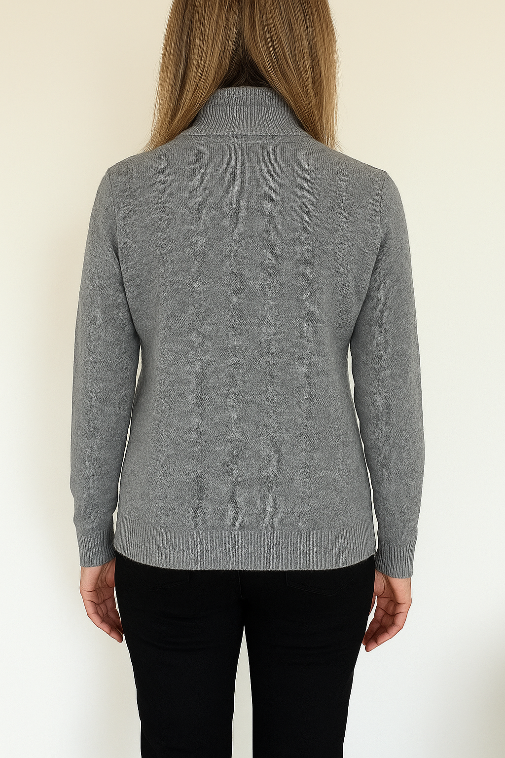 Basic trui met Kol - Lichtgrijs