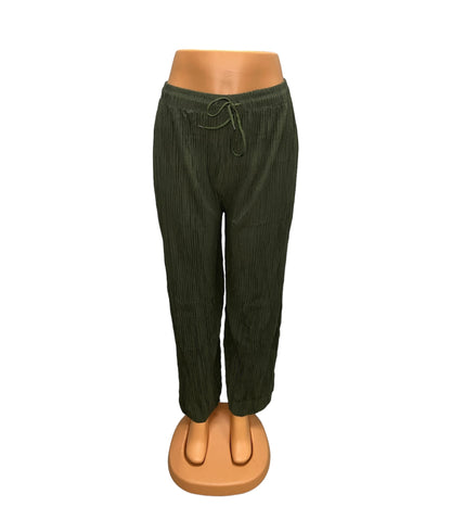 SUMMER PANTS WITH LACES OLIVE GREEN -ILSE