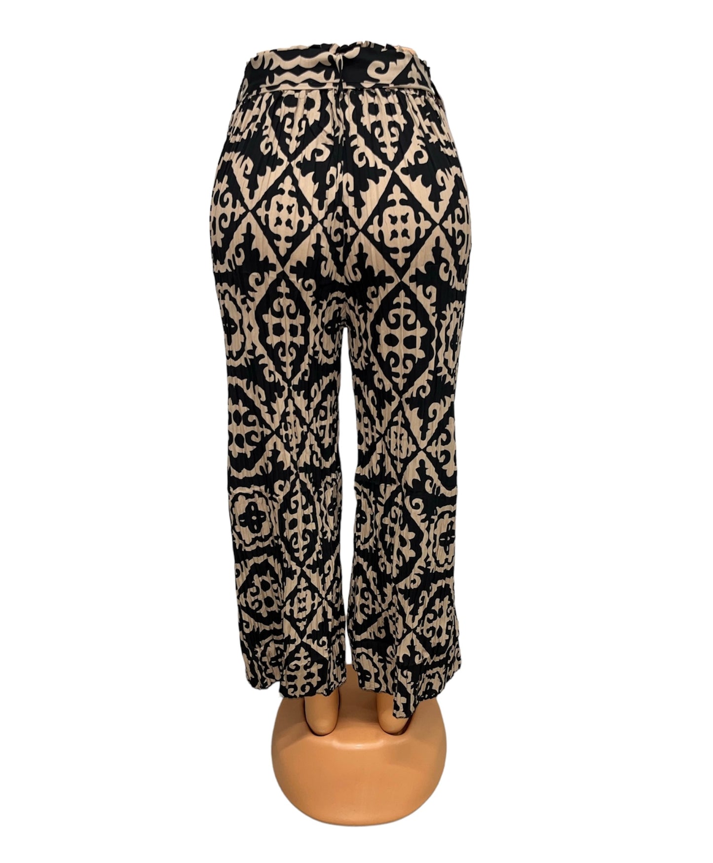 AIRY SUMMER PANTS WITH PRINT BEIGE/BLACK -JILL