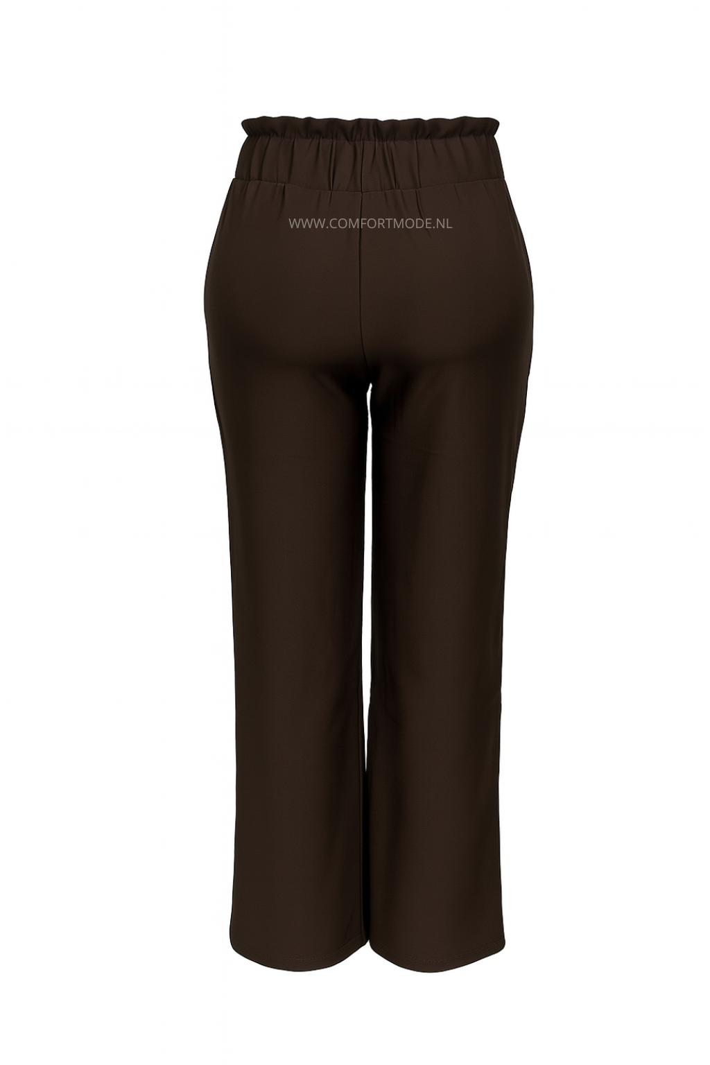 R272- COMFORT BROEK STRAIGHT LEG MET VETERS BROWN