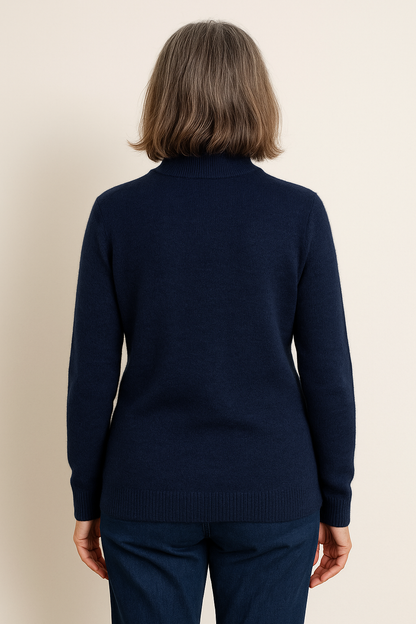 Basic trui met Kol - Donkerblauw