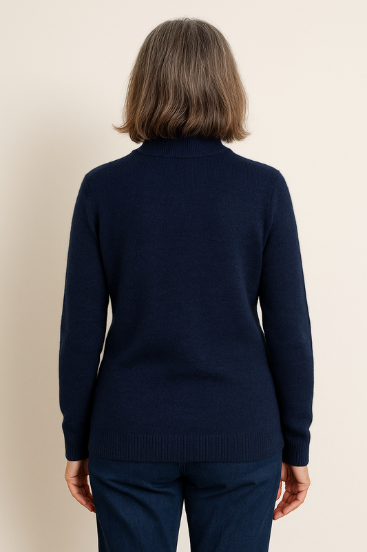 Basic trui met Kol - Donkerblauw