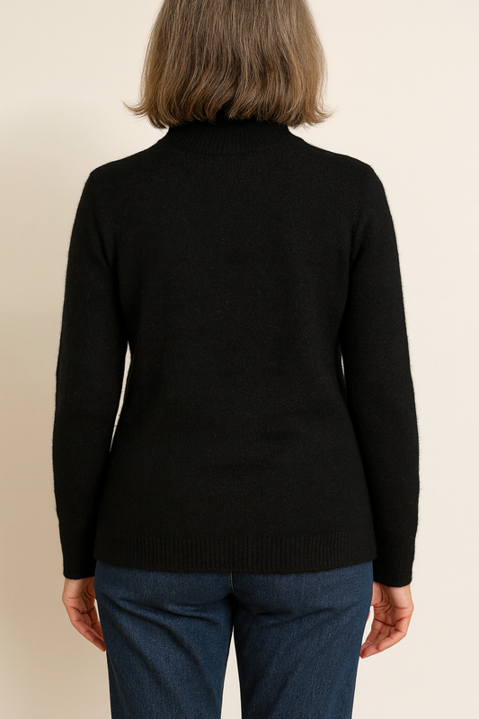 Basic trui met Kol - Zwart