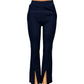 -COMFORTBROEK NAVY FLARED MET SPLIT