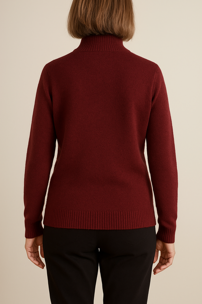 Basic trui met Kol - Bordeauxrood