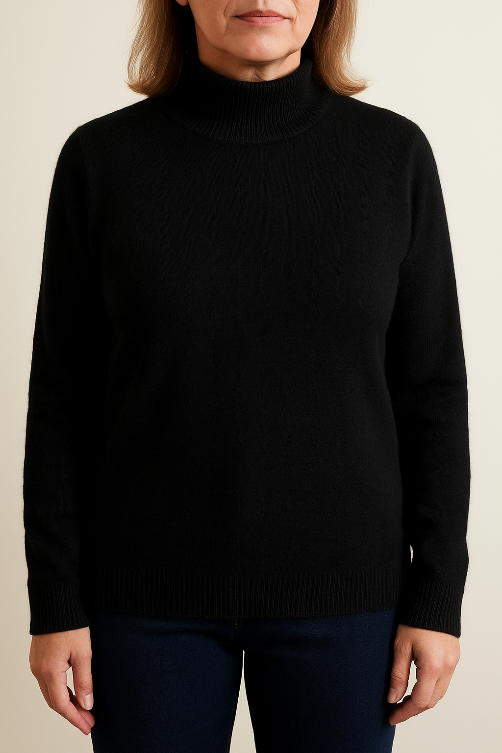 Basic trui met Kol - Zwart