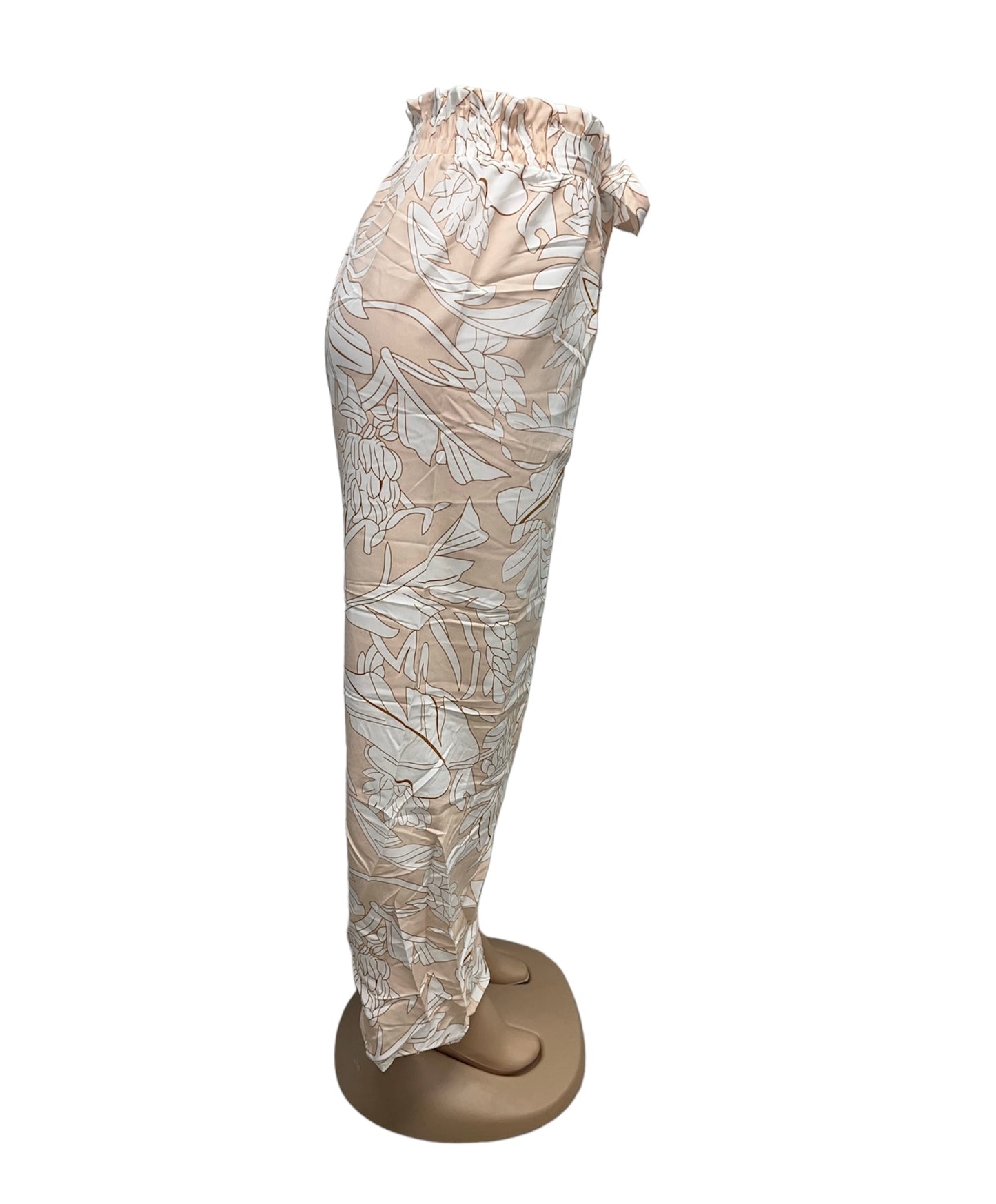 LUCHTIGE ZOMER BROEK MET PRINT BEIGE/WIT -SITA