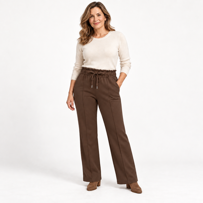 R605- COMFORTBROEK STRAIGHTLEG DONKERBRUIN THERMO