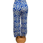 AIRY SUMMER PANTS WITH PRINT BLUE/BEIGE -JILL