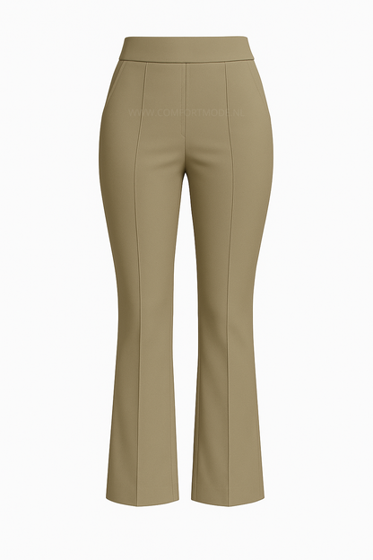 R259- COMFORTBROEK FLARED KHAKI TALL
