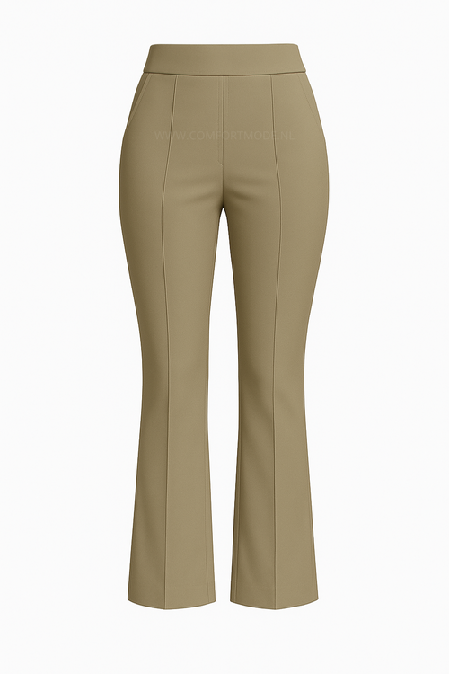 R259- COMFORTBROEK FLARED KHAKI TALL