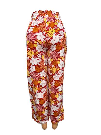 LUCHTIGE ZOMERBROEK MET PRINT ORANJE/GEEL -THIRZA