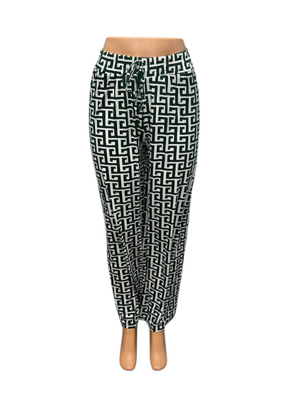 LUCHTIGE ZOMERBROEK MET PRINT GROEN/WIT - ANNA