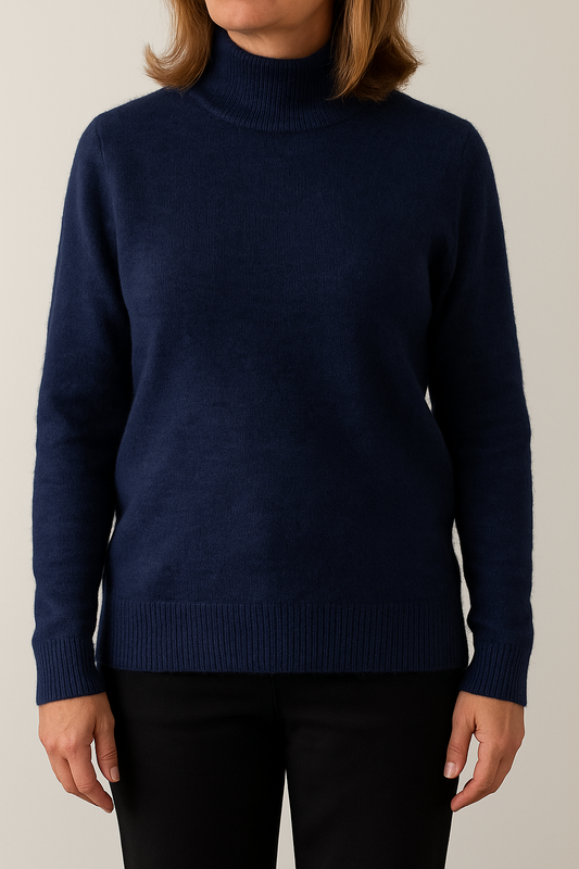 Basic trui met Kol - Donkerblauw