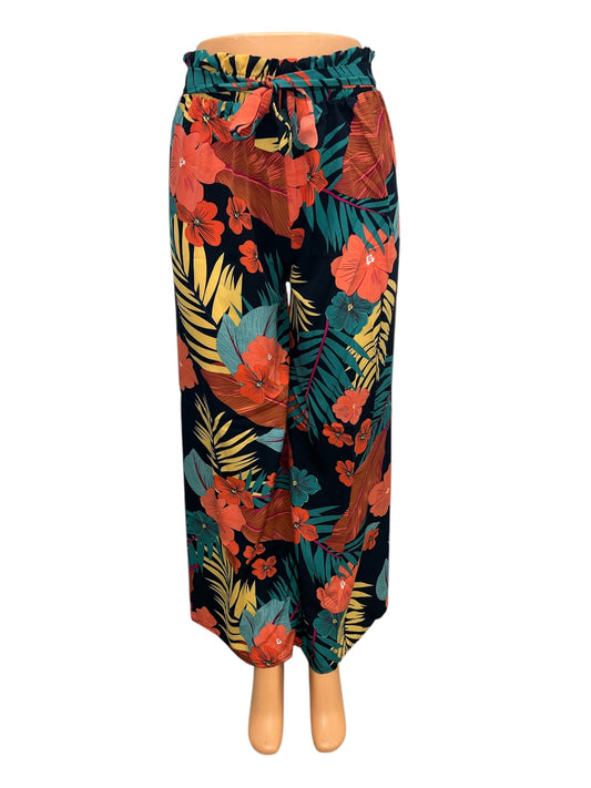 -LUCHTIGE ZOMERBROEK MET PRINT ZWART/ROOD -JOY