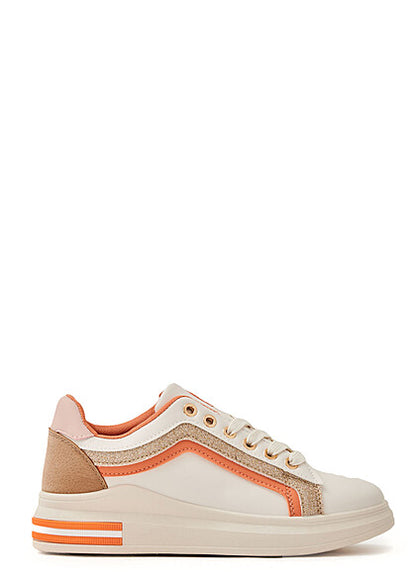 ROZE ORANJE DAMES SNEAKERS GLITTER - YALA