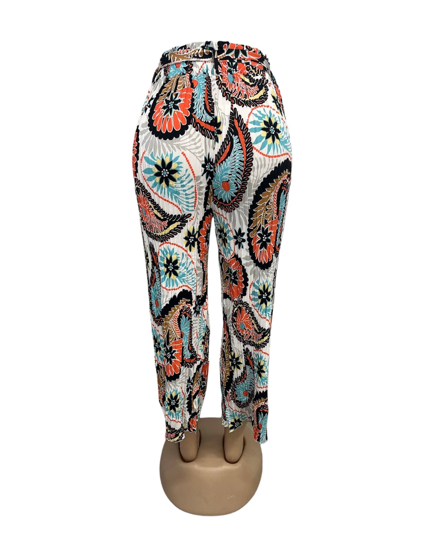 AIRY SUMMER PANTS WITH PRINT WHITE/BLUE/ORANGE -NINA