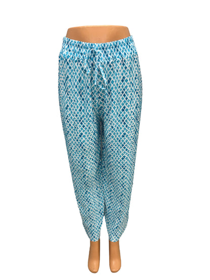 LUCHTIGE ZOMERBROEK MET PRINT BLAUW -POLLY