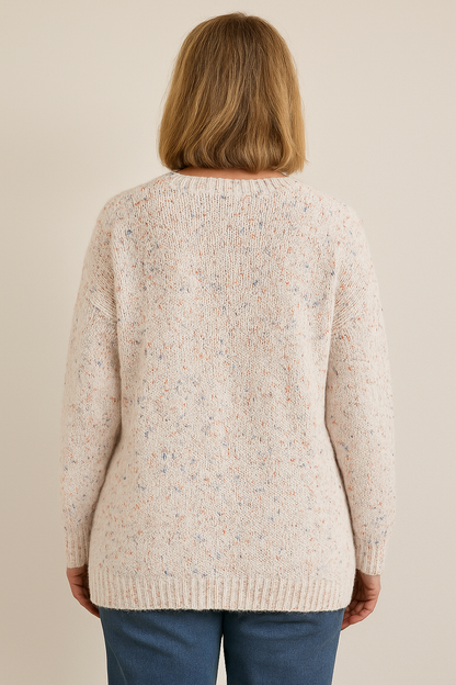 Gebreid vest met hartjes – creme