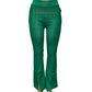 -COMFORTBROEK GROEN FLARED MET SPLIT