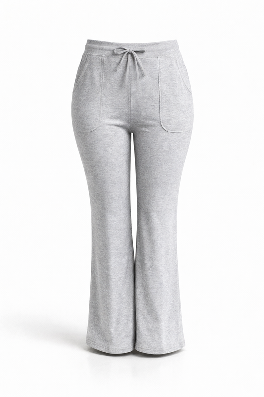 -COMFORTBROEK LICHTGRIJS STRAIGHTLEG MET VETERS