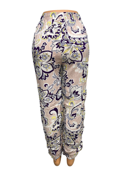 -LUCHTIGE ZOMERBROEK MET PRINT BEIGE/PAARS -KIKI
