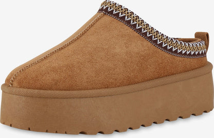 -ZIGZAG SLIPPER CAMEL