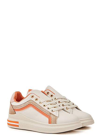 ROZE ORANJE DAMES SNEAKERS GLITTER - YALA