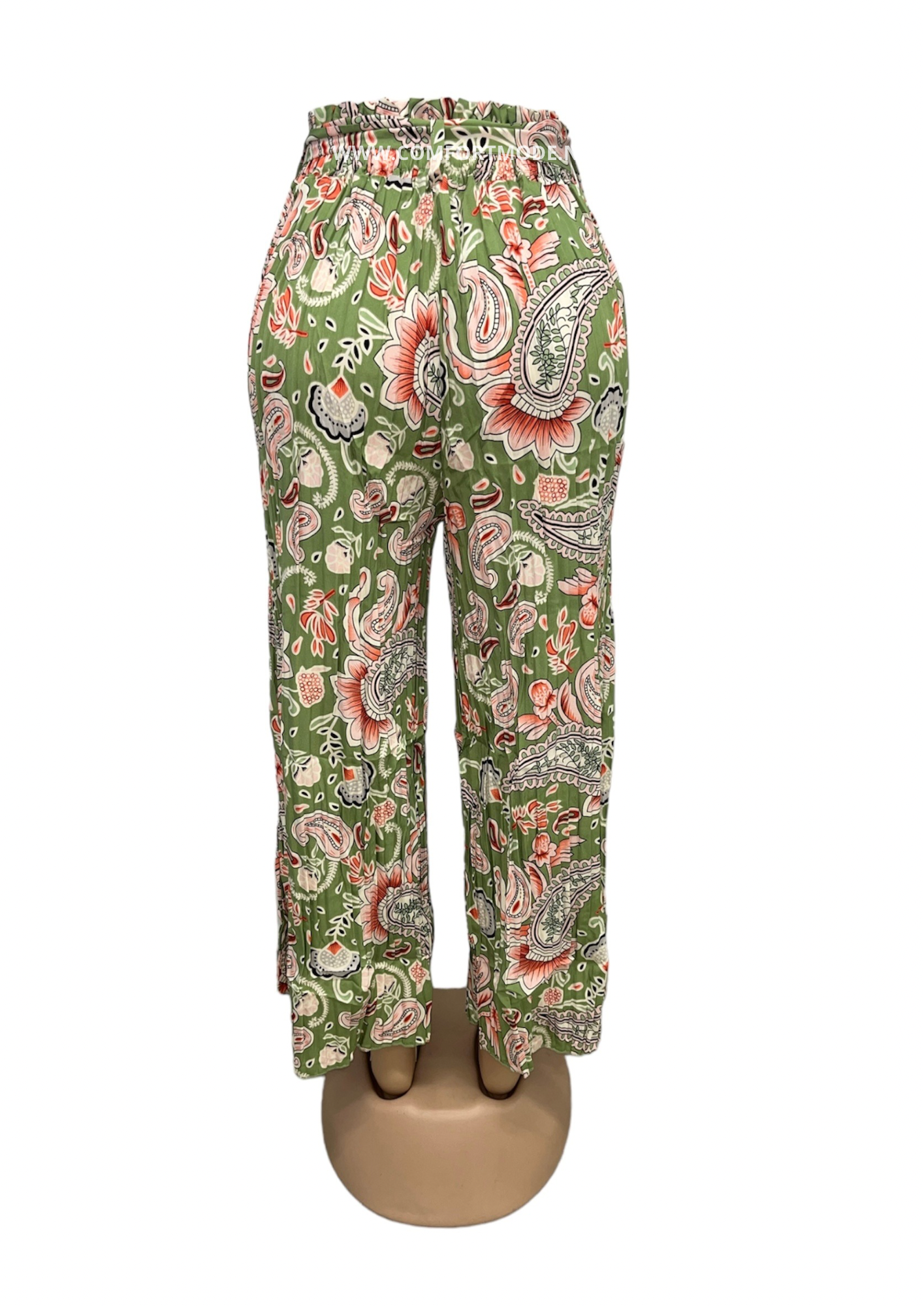 AIRY SUMMER PANTS WITH GREEN PRINT - ELLA