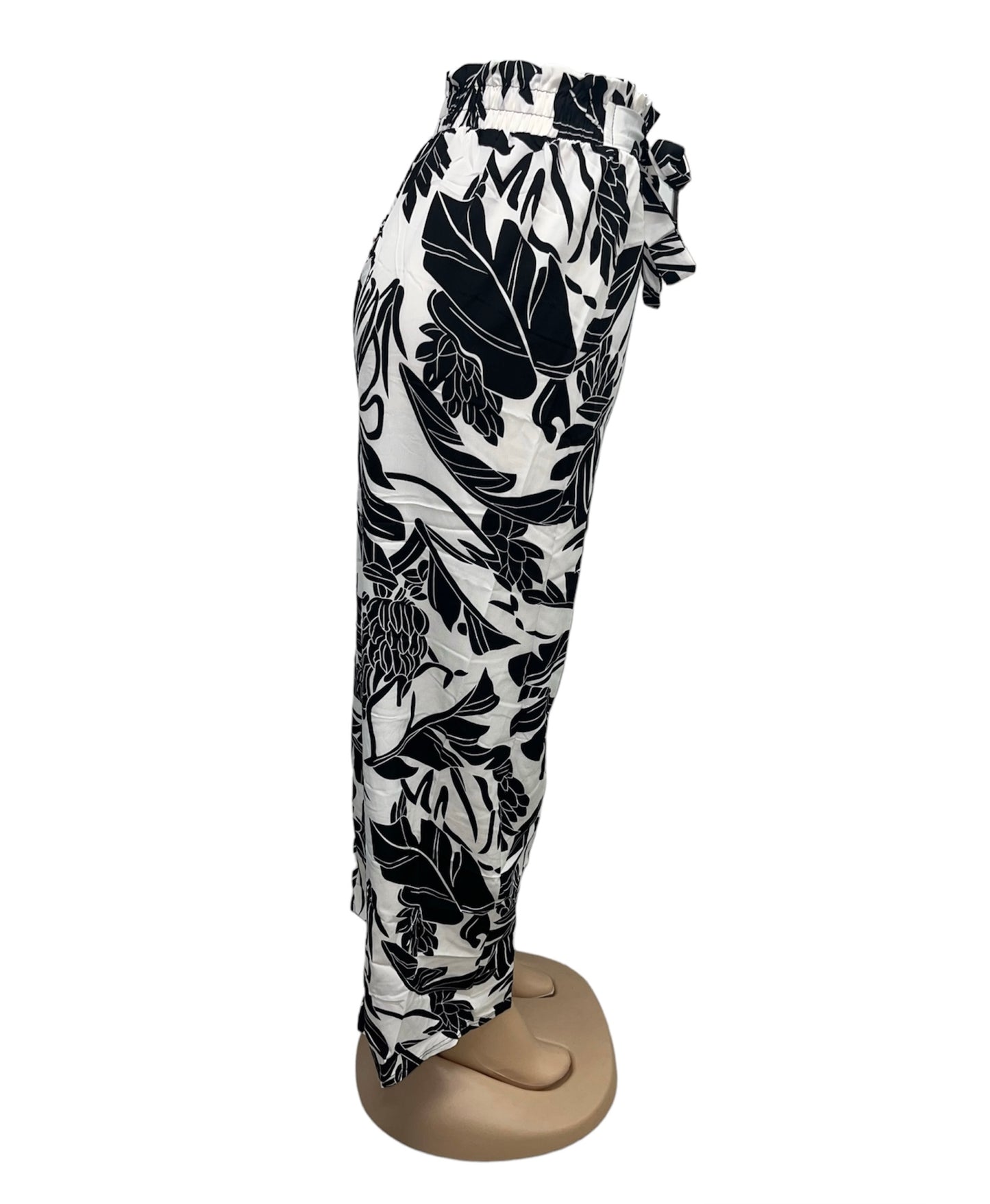 LUCHTIGE ZOMER BROEK MET PRINT ZWART/WIT -SITA