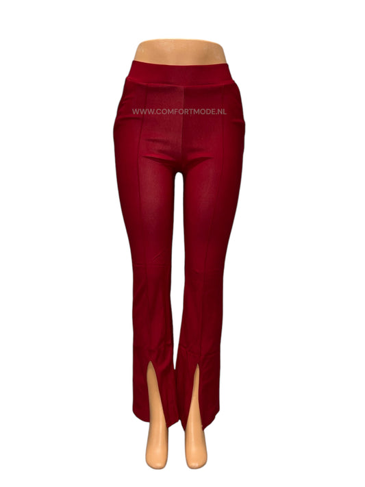 -COMFORTBROEK ROOD FLARED MET SPLIT