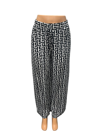LUCHTIGE ZOMERBROEK MET PRINT NAVY/WIT -ANNA