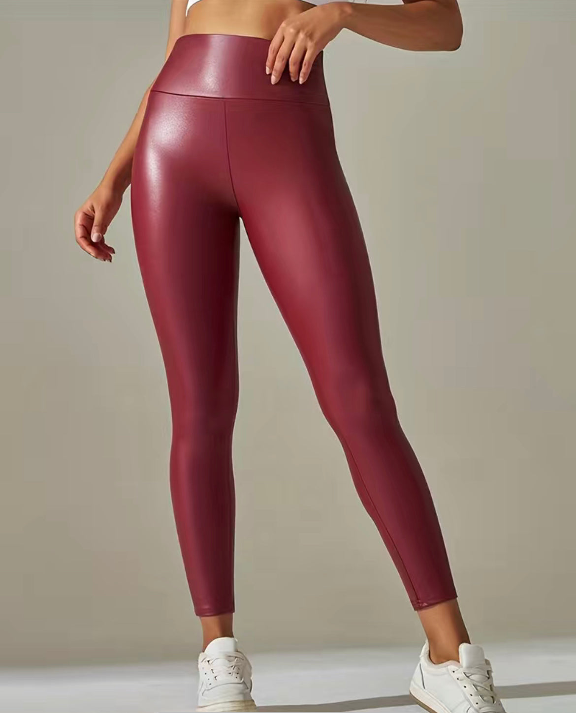 -LEREN LEGGING BORDEAUX ROOD DAMES - comfortmode