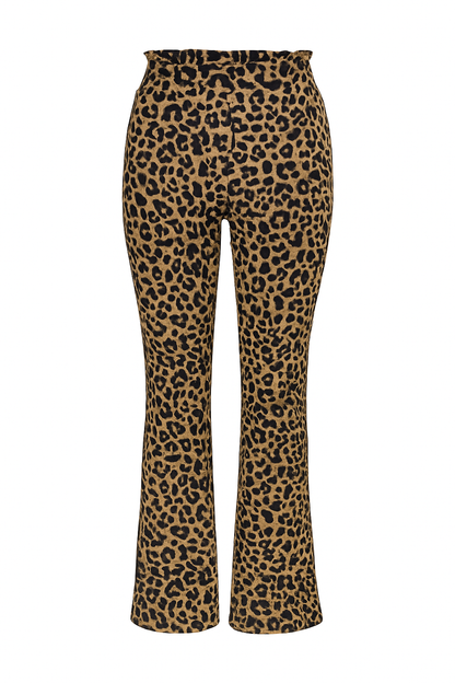 R227- COMFORTBROEK LUIPAARDPRINT FLARED