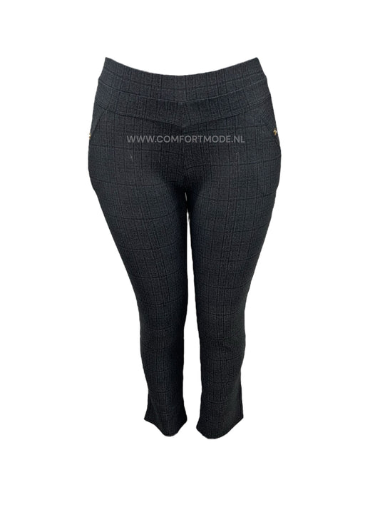 -COMFORTBROEK DONKERGRIJS MET PRINTJE