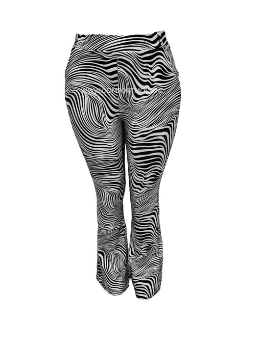 -COMFORTBROEK FLARED MET ZEBRAPRINT