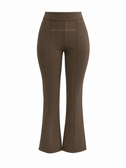 R259- COMFORTBROEK TALL FLARED TAUPE