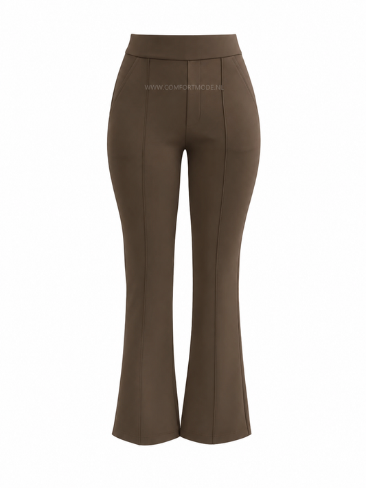 R259- COMFORTBROEK TALL FLARED TAUPE