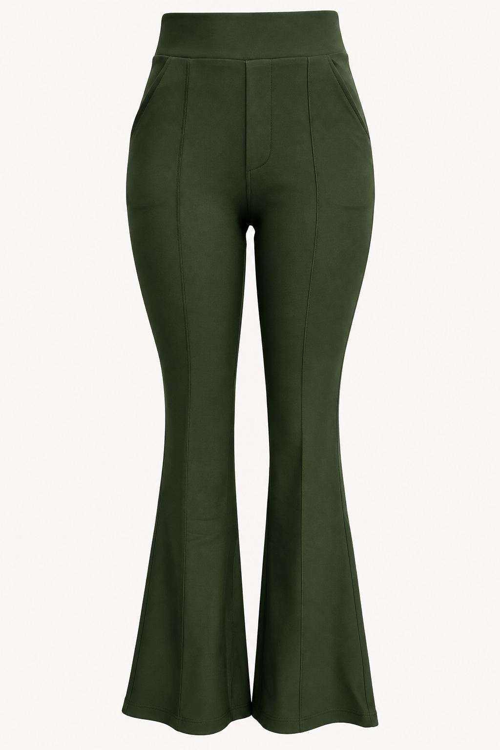 R259 -COMFORTBROEK FLARED TALL OLIJFGROEN