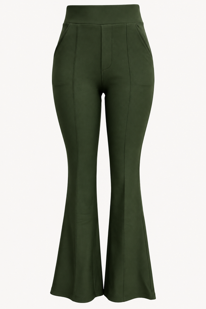 R259 -COMFORTBROEK FLARED TALL OLIJFGROEN