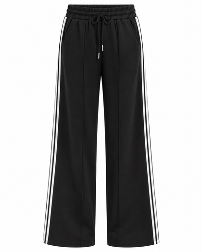 LY022 -COMFORTBROEK SPORTIEF ZWART GESTREEPT THERMO