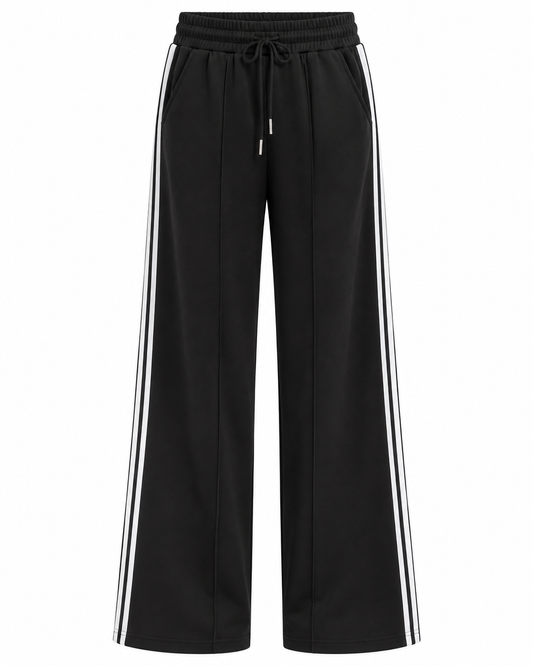 LY022 -COMFORTBROEK SPORTIEF ZWART GESTREEPT THERMO