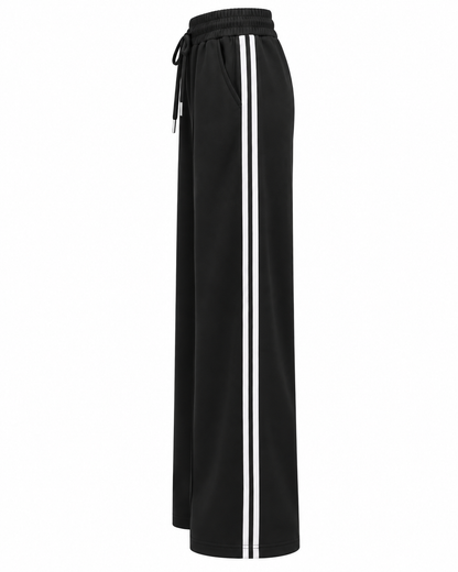 LY022 -COMFORTBROEK SPORTIEF ZWART GESTREEPT THERMO