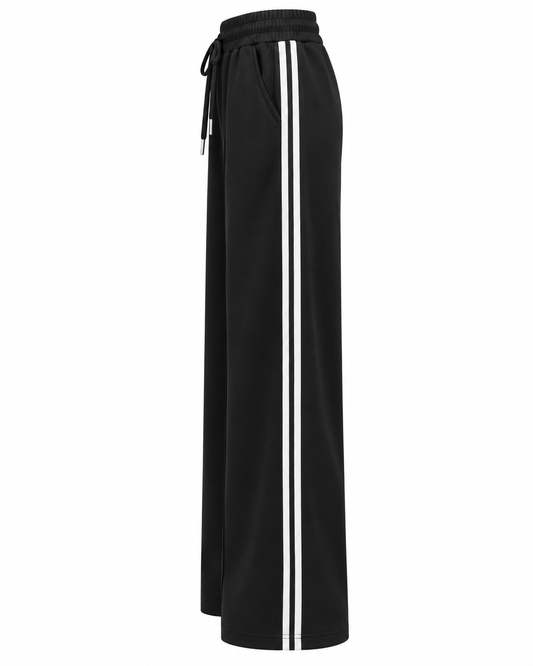 LY022 -COMFORTBROEK SPORTIEF ZWART GESTREEPT THERMO