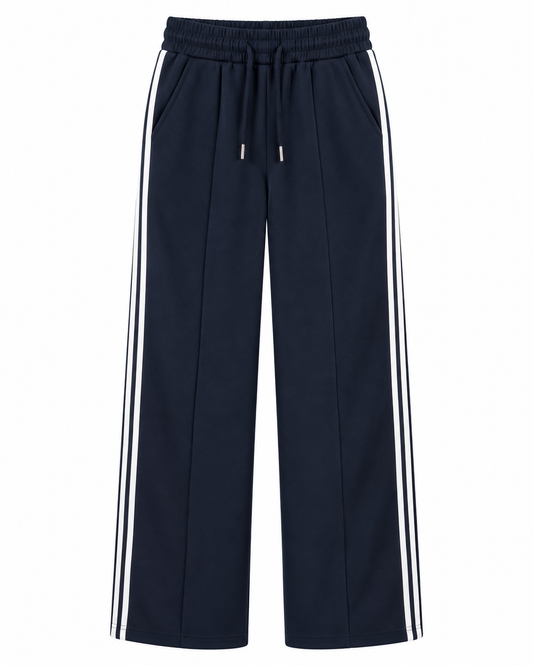 LY022 -COMFORTBROEK SPORTIEF GESTREEPT DONKERBLAUW THERMO