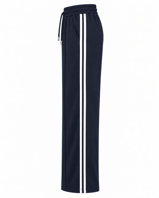 LY022 -COMFORTBROEK SPORTIEF GESTREEPT DONKERBLAUW THERMO