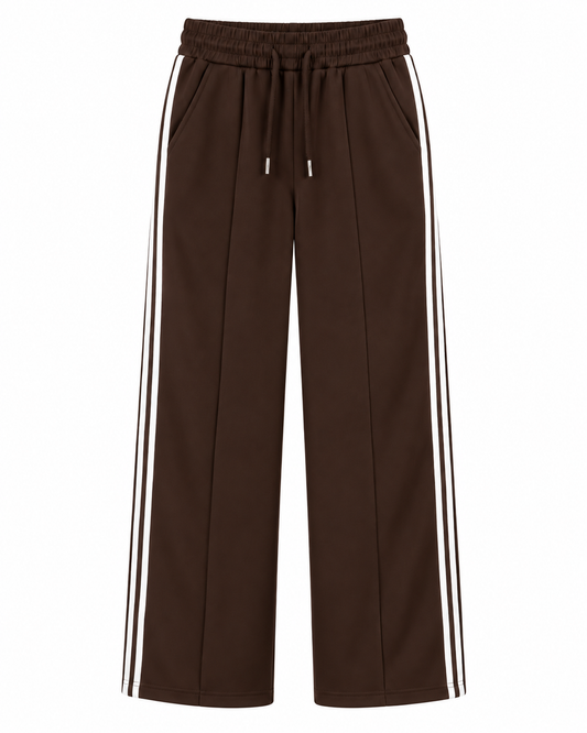 LY022 -COMFORTBROEK SPORTIEF GESTREEPT DONKERBRUIN THERMO