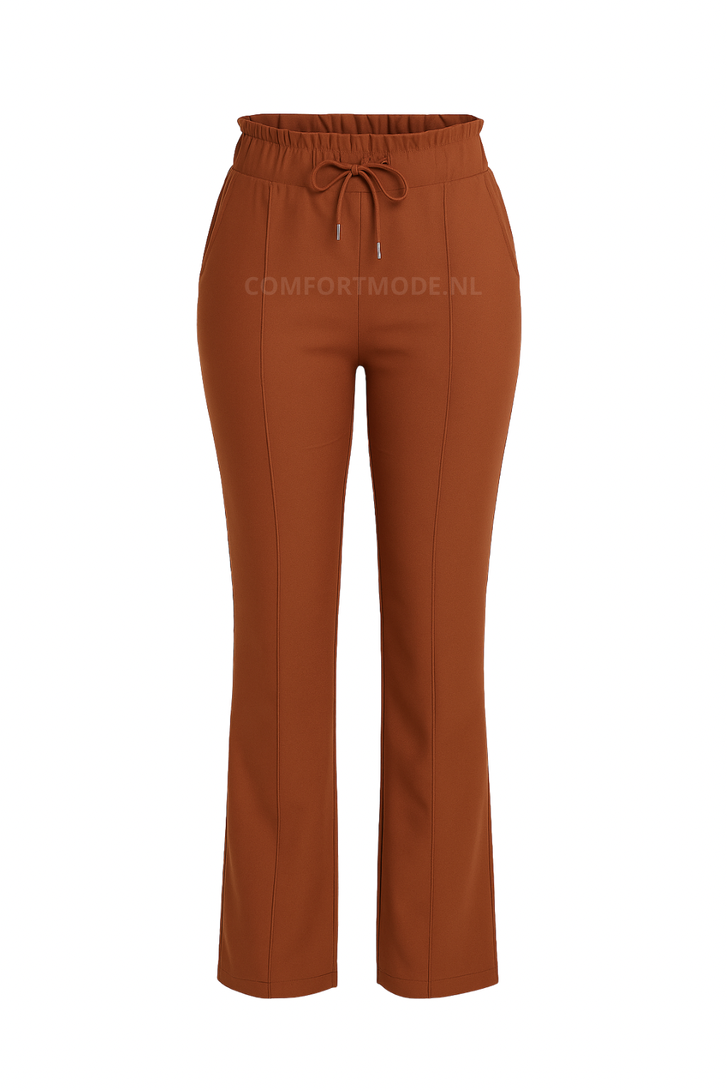 R272- COMFORTBROEK STRAIGHT LEG MET VETERS MOKKA