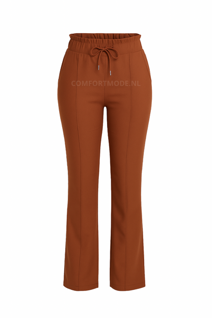 R272- COMFORTBROEK STRAIGHT LEG MET VETERS MOKKA